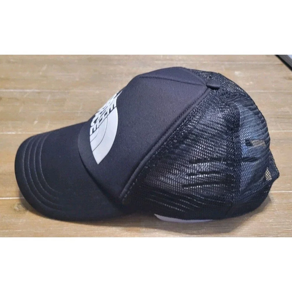 The North Face Black Trucker Hat - White TNF LOGO Snapback Cap Hiking Outdoors